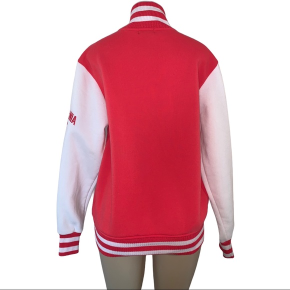 San Francisco Letterman Varsity Jacket California Coral Fuchsia Pink Coat - Picture 8 of 15
